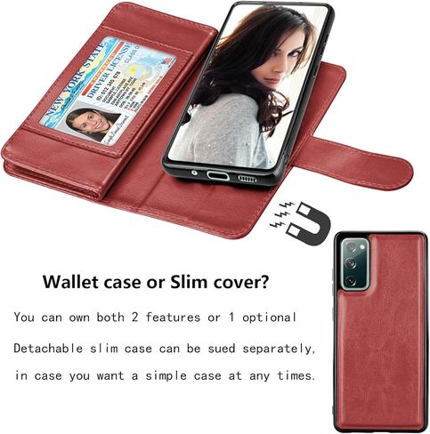 حافظة Njjex Galaxy S20 FE 5G، لهاتف Samsung S20 Fan Edition/ S20 FE 5G، حافظة محفظة، [9 فتحات للبطاقات] حامل بطاقة هوية من جلد البولي يوريثان قابل للفصل [قابل للفصل] غطاء هاتف مغناطيسي وحبل [ذهبي وردي] in Kuwait