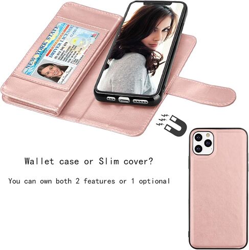 NJJEX Wallet Case for iPhone 11 XI, for iPhone 11 Case (6.1"), [9 Card Slots] PU Leather ID Credit Holder Folio Flip [Detachable] Kickstand Magnetic Phone Cover & Lanyard for iPhone 11 2019 - Black in Kuwait