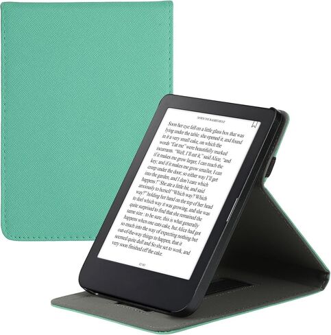غطاء kwmobile متوافق مع Kobo Clara 2E / Tolino Shine 4 - حافظة مع حزام + حامل - بترولي in Kuwait