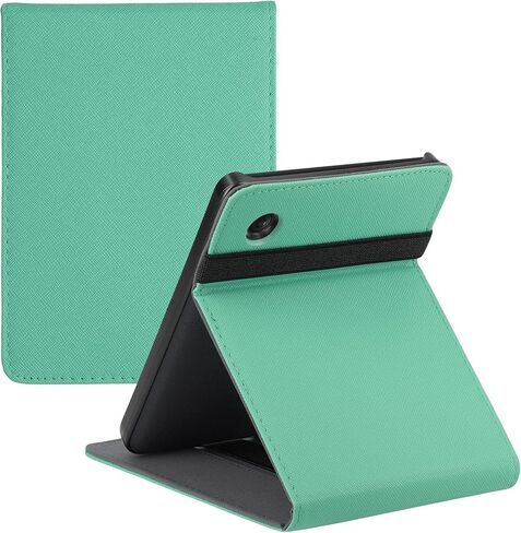 غطاء kwmobile متوافق مع Kobo Clara 2E / Tolino Shine 4 - حافظة مع حزام + حامل - بترولي in Kuwait