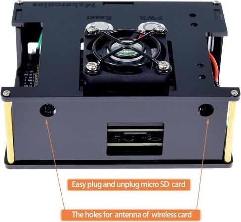 حافظة/غلاف أكريليك من Makeronics (شفاف شفاف) لـ Jetson Nano مع حافظة كاميرا لـ B01 وA02 | مفتاح التحكم في الطاقة وإعادة الضبط | مروحة تبريد | تتضمن تعليمات التجميع in Kuwait