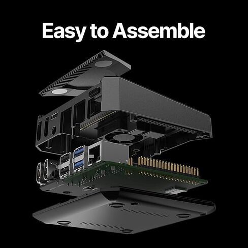 Argon One Case with Cooling Fan for Raspberry Pi 4 | Includes 5.25V/3.5A Power Supply | Aluminum Heatsink | Power Button | Supports Retro Gaming, Movies, and Music in Kuwait