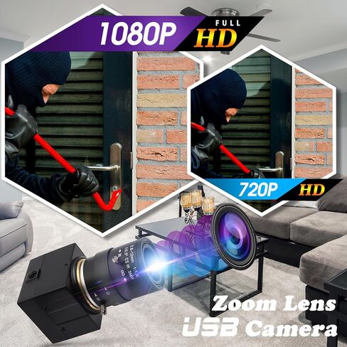 CODSOK 1080P USB Camera CMOS OV2710 MJPEG 30fps 60fps 100fps High Speed Industrial Machine Vision Mini USB Webcam Camera for PC Video Recording (USBFHD01M-SFV(2.8-12mm)) in Kuwait