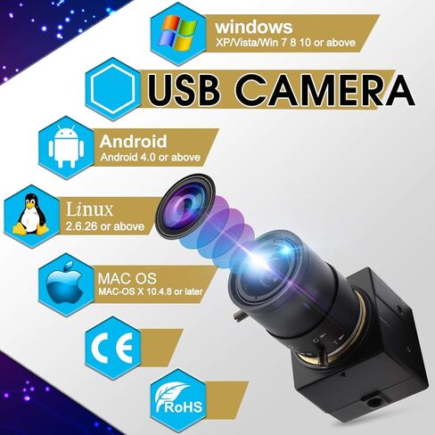 CODSOK 1080P USB Camera CMOS OV2710 MJPEG 30fps 60fps 100fps High Speed Industrial Machine Vision Mini USB Webcam Camera for PC Video Recording (USBFHD01M-SFV(2.8-12mm)) in Kuwait
