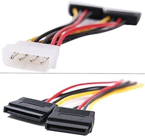 لوشنز كيبل مقسم موليكس 4 دبابيس الى كيبل طاقة ساتا مزدوج على شكل حرف Y للقرص الصلب وهارد HDD وSSD من قطعتين in Kuwait