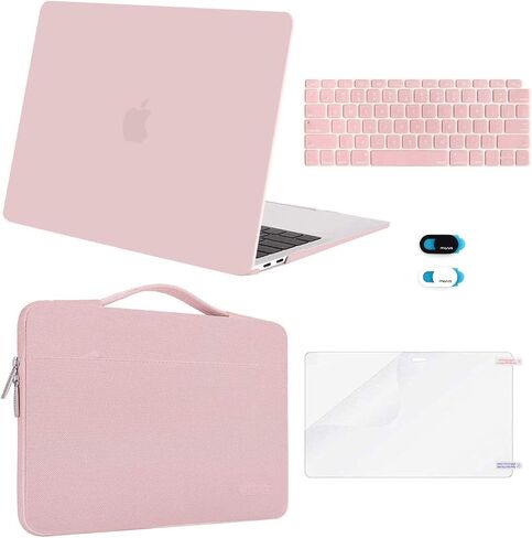 حافظة MOSISO متوافقة مع جهاز MacBook Air 13 بوصة 2022 2021 2020 2019 2018 إصدار A2337 M1 A2179 A1932 شاشة ريتينا، هيكل صلب من البلاستيك وحقيبة وغطاء لوحة المفاتيح وغطاء كاميرا الويب وواقي شاشة، روز كوارتز in Kuwait