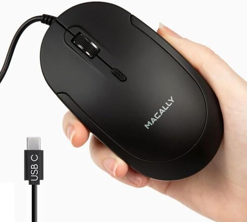 مكالي ماوس USB C سلكي لاجهزة ماك والكمبيوتر - نحيف وهادئ وموثوق - تصميم 3 ازرار وعجلة تمرير و4 اوضاع DPI (800/1200/1600/2400) ماوس من النوع سي لجهاز ماك بوك برو/اير واي ماك واللابتوب in Kuwait