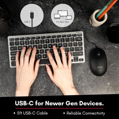 مكالي ماوس USB C سلكي لاجهزة ماك والكمبيوتر - نحيف وهادئ وموثوق - تصميم 3 ازرار وعجلة تمرير و4 اوضاع DPI (800/1200/1600/2400) ماوس من النوع سي لجهاز ماك بوك برو/اير واي ماك واللابتوب in Kuwait