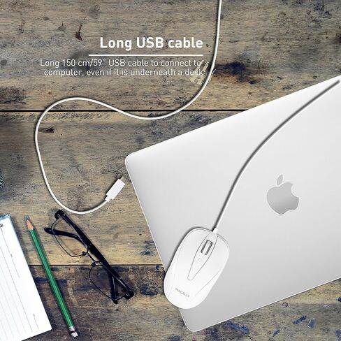 مكالي ماوس USB C سلكي لاجهزة ماك والكمبيوتر - نحيف وهادئ وموثوق - تصميم 3 ازرار وعجلة تمرير و4 اوضاع DPI (800/1200/1600/2400) ماوس من النوع سي لجهاز ماك بوك برو/اير واي ماك واللابتوب in Kuwait