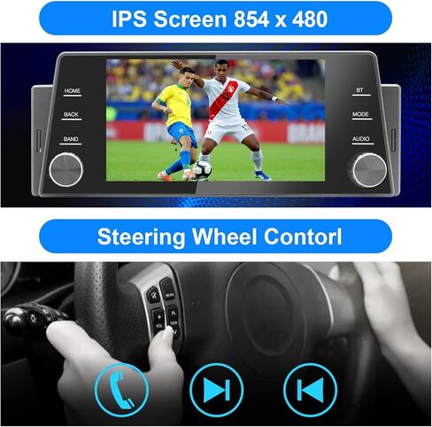 راديو ستيريو للسيارة بدين واحد لاسلكي CarPlay Wireless Android Auto، وحدة رأسية تعمل باللمس مقاس 5 بوصة مع وصلة مرآة، ملاحة GPS، نوع C USB، بلوتوث/FM/SWC/MIC in Kuwait