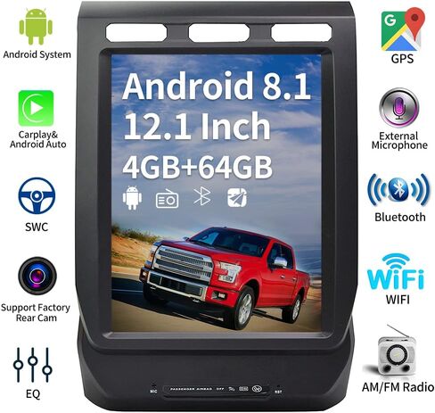 راديو بديل من لينكسويل الجيل الرابع 12.1 انش لسيارة F150 2015 الى 2020 وF250/F350/F450 2017 الى 2020 نظام تحديد المواقع العالمي GPS يونيموتو HDMI/BT/USB/AUX/واي فاي ستيريو سيارة TS-FDPU12-1RR-4B in Kuwait