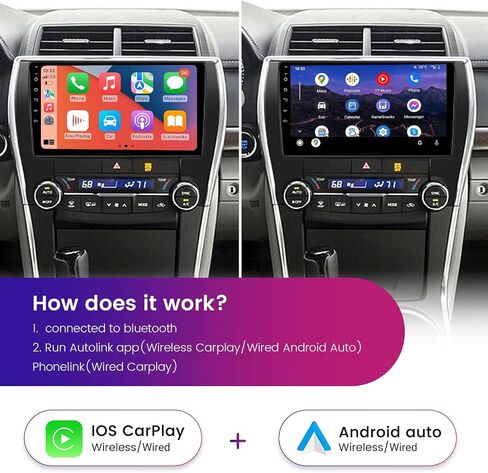 Roadanvi X12 10.2" Car Stereo for Toyota Camry 2012 2013 2014 Carplay Android Auto Car Radio Bluetooth WiFi 4G LTE 1280x720 QLED Touch Screen Android 12 Head Unit GPS Navigation 4G+64G in Kuwait