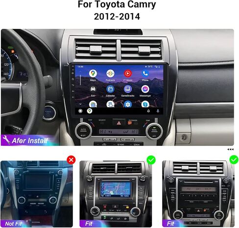 Roadanvi X12 10.2" Car Stereo for Toyota Camry 2012 2013 2014 Carplay Android Auto Car Radio Bluetooth WiFi 4G LTE 1280x720 QLED Touch Screen Android 12 Head Unit GPS Navigation 4G+64G in Kuwait