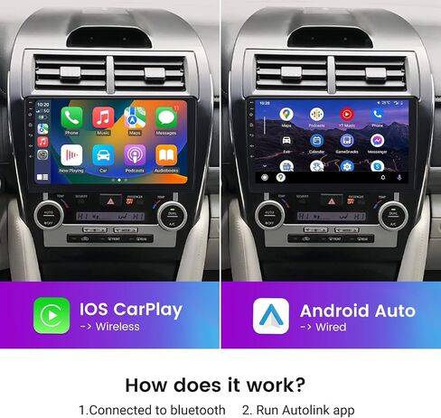 Roadanvi X12 10.2" Car Stereo for Toyota Camry 2012 2013 2014 Carplay Android Auto Car Radio Bluetooth WiFi 4G LTE 1280x720 QLED Touch Screen Android 12 Head Unit GPS Navigation 4G+64G in Kuwait