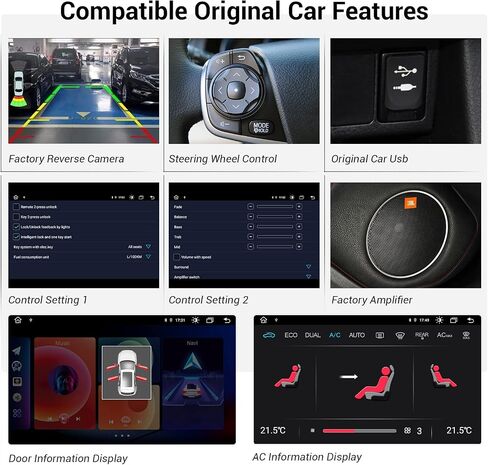 Roadanvi X12 10.2" Car Stereo for Toyota Camry 2012 2013 2014 Carplay Android Auto Car Radio Bluetooth WiFi 4G LTE 1280x720 QLED Touch Screen Android 12 Head Unit GPS Navigation 4G+64G in Kuwait