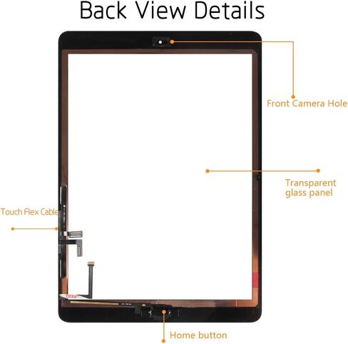 A-MIND لجهاز iPad 5 9.7 بوصة 2017 A1822 A1823/ iPad Air 1st A1474 A1475 A1476 قطع غيار شاشة تعمل باللمس (مع زر الصفحة الرئيسية) لوحة زجاجية أمامية (شاشة LCD غير متضمنة) مع مجموعات وواقي شاشة... (أبيض) in Saudi Arabia