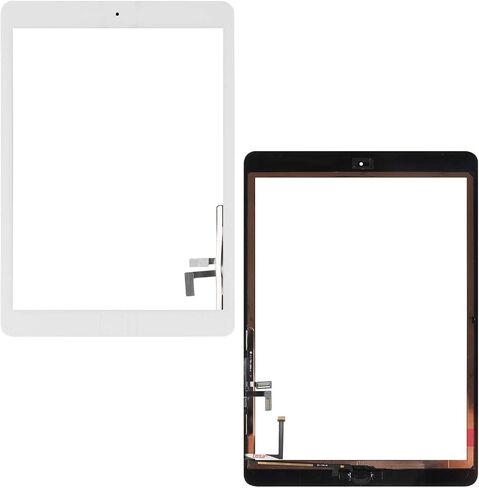 A-MIND لجهاز iPad 5 9.7 بوصة 2017 A1822 A1823/ iPad Air 1st A1474 A1475 A1476 قطع غيار شاشة تعمل باللمس (مع زر الصفحة الرئيسية) لوحة زجاجية أمامية (شاشة LCD غير متضمنة) مع مجموعات وواقي شاشة... (أبيض) in Saudi Arabia