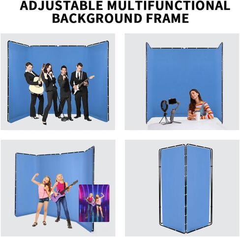 GIJUANRING 7.87ftx13.12ft شاشة خلفية زرقاء كبيرة من Chromakey قابلة للطي استوديو فيديو صور محمول خلفية محيطة مع نظام دعم خلفية التصوير الفوتوغرافي للحفلات، المفاتيح، البث in Kuwait