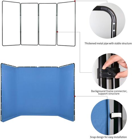 GIJUANRING 7.87ftx13.12ft شاشة خلفية زرقاء كبيرة من Chromakey قابلة للطي استوديو فيديو صور محمول خلفية محيطة مع نظام دعم خلفية التصوير الفوتوغرافي للحفلات، المفاتيح، البث in Kuwait