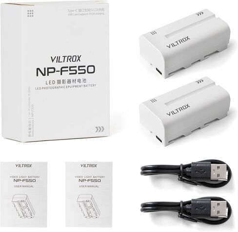 بطارية VILTROX 2 Pack NP-F550 2200 مللي أمبير في الساعة، استبدال Sony NP-F970 F960 F950 F770 F750 F570 F550، ضوء LED متوافق مع Godbox Neewee، شاشة (منفذ إدخال USB من النوع C) in Saudi Arabia