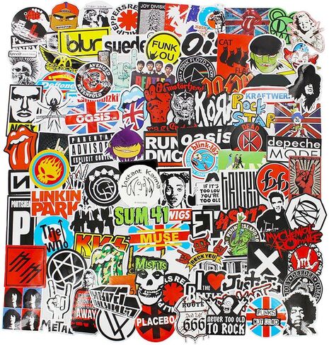 Band Stickers Pack Rock Roll Stickers Decals Laptop Cars Guitar Bumper Punk Classic Vinyl Waterproof Graffiti 100pcs in Saudi Arabia