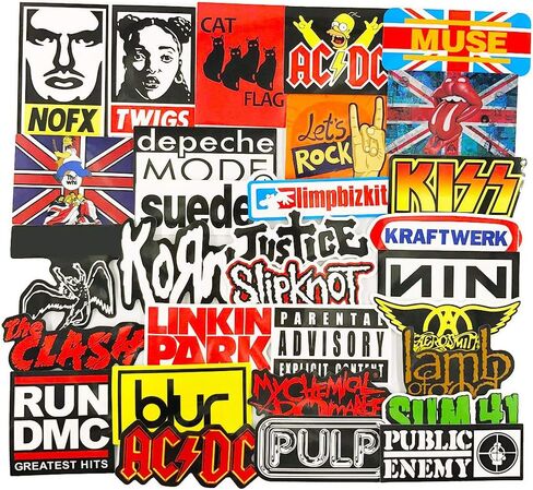 Band Stickers Pack Rock Roll Stickers Decals Laptop Cars Guitar Bumper Punk Classic Vinyl Waterproof Graffiti 100pcs in Saudi Arabia