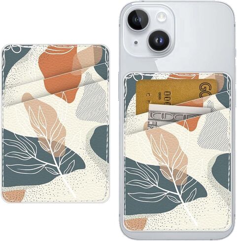 Leather Phone Card Holder Phone Wallet, Stick Back Phone Wallet Sticker Stylish Phone Case Credit Card Holder, Suitable for iPhone, Samsung, Android and Most Smart Phones.Foliage Orange in Kuwait