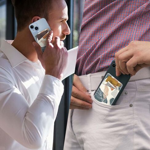 Leather Phone Card Holder Phone Wallet, Stick Back Phone Wallet Sticker Stylish Phone Case Credit Card Holder, Suitable for iPhone, Samsung, Android and Most Smart Phones.Foliage Orange in Kuwait