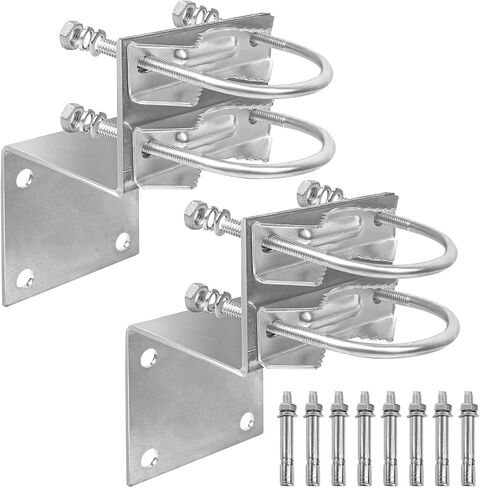 XRDS-RF Antenna Pole Mount Kits, Antenna Pole Mount Bracket with Double U-Bolts Clamp V Jaw Bracket for Outside Home Antenna Pole Holder （2 Sets） in Kuwait