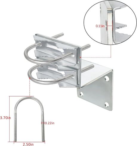 XRDS-RF Antenna Pole Mount Kits, Antenna Pole Mount Bracket with Double U-Bolts Clamp V Jaw Bracket for Outside Home Antenna Pole Holder （2 Sets） in Kuwait