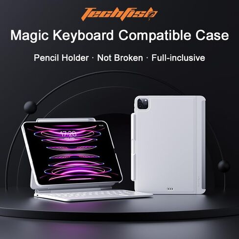 Techfish Case for Magic Keyboard iPad Pro 11 and iPad Air4/Air5 10.9 with Pencil Holder, Premium Magic Keyboard Compatible Case for iPad Air 10.9 2022/2020 and iPad Pro 11 2022/2021/2020/2018 Black in Kuwait