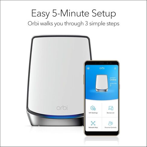 Netgear - نظام واي فاي شبكي ثلاثي الموجات Orbi AX6000 (3 عبوات) RBK853-100NAR (متجدد) in Kuwait