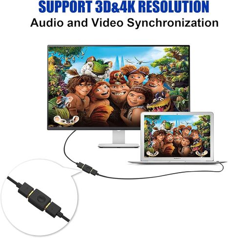 في سي اي محول HDMI انثى الى انثى عالي السرعة HDMI انثى بدقة 3D و4K مطلي بالذهب in Saudi Arabia
