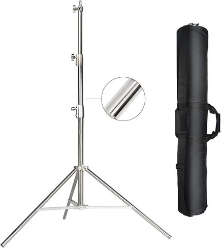 EACHSHOT 2.8m Heavy Duty Light Stand w/Carrying Bag, Stainless Steel with 1/4" to 3/8" Adapter for SL60W VL150W SL150W AD600BM MS300, Studio Softbox, Monolight, and Other Photographic Equipment in Saudi Arabia