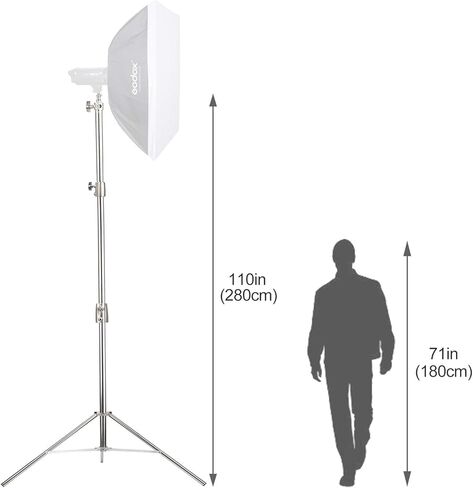 EACHSHOT 2.8m Heavy Duty Light Stand w/Carrying Bag, Stainless Steel with 1/4" to 3/8" Adapter for SL60W VL150W SL150W AD600BM MS300, Studio Softbox, Monolight, and Other Photographic Equipment in Saudi Arabia