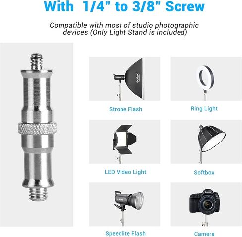 EACHSHOT 2.8m Heavy Duty Light Stand w/Carrying Bag, Stainless Steel with 1/4" to 3/8" Adapter for SL60W VL150W SL150W AD600BM MS300, Studio Softbox, Monolight, and Other Photographic Equipment in Saudi Arabia