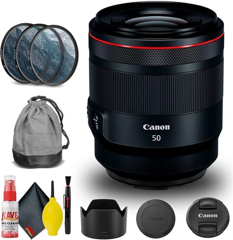 عدسة Canon RF مقاس 50 مم f/1.2L USM (2959C002) + مجموعة مرشح + حافظة غطاء + مجموعة أدوات تنظيف + المزيد (متجددة) in Saudi Arabia