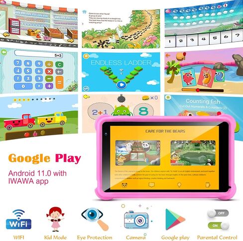 Kids Tablet 7 inch, 4GB RAM 32GB, Kid-Proof Case, Parental Control Blue in Kuwait