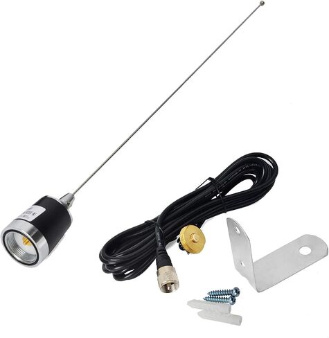 HYS UHF VHF 2 متر 70 سم 21 بوصة هوائي NMO مع حامل NMO بطول 4 أمتار (13.1 قدم) PL259 (UHF ذكر) كابل محوري RG58 وحامل قوس على شكل حرف L لجهاز الإرسال والاستقبال اللاسلكي المحمول في صندوق السيارة in Kuwait