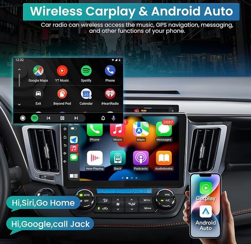 (4 جيجابايت + 32 جيجابايت) راديو ستيريو للسيارة 5G WiFi 8 Core Android لسيارة Toyota RAV4 2013-2018، نظام ملاحة GPS مع Carplay Android Auto، شاشة لمس بدقة 1280x800 بلوتوث 1080P كاميرا احتياطية RDS FM SWC in Saudi Arabia