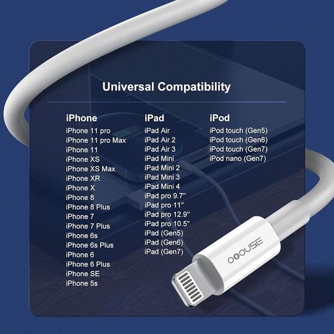 [3 عبوات] كابل شاحن Apple iPhone 12 11 بطول 10 أقدام، [معتمد من Apple MFi] سلك شحن Apple بطول 10 أقدام Lightning إلى كابل USB بطول 10 أقدام، سلك شحن سريع للهاتف iPhone 12 Pro Max/11/10/X/XR/8 in Kuwait