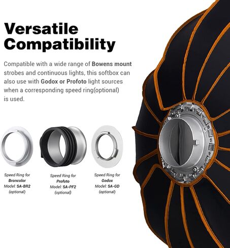 Godox QR-P70 27.5 Inch Parabolic Softbox Bowens Mount, Quick-Setup Quick-Folding, with Front & Inner Diffuser and Carrying Bag for Godox SL60W VL150 UL150 SL150II SZ150 and Other Bowen Mount Lights… in Saudi Arabia
