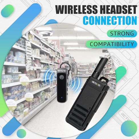 Retevis RB39P Bluetooth Walkie Talkies with Earpiece, Wireless Portable FRS Two Way Radios, License-Free, Hands Free, Compact, for Small Business(4 Pack) in Saudi Arabia