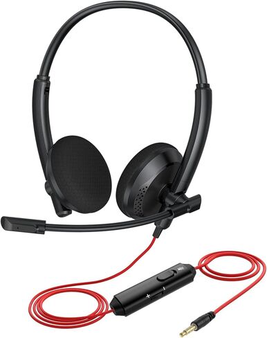 NUBWO HW03 Wired Headsets with Microphone for Work, Office, Business, Call Center, On-Ear, in-Line Control, Work with Laptop, Mac in Kuwait