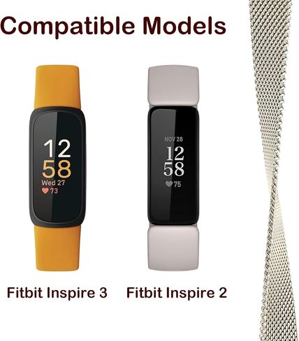 Metal Band Compatible with Fitbit Inspire 3 & Inspire 2, Breathable Stainless Steel Mesh Loop Magnetic Adjustable Replacement Strap Wristband for Women Men in Saudi Arabia