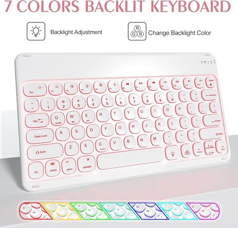 لوحة مفاتيح BOBOLEE iPad Pro 12.9 - السادس 2022-5 2021-4 2020-3rd 2018، لوحة مفاتيح لاسلكية قابلة للفصل بإضاءة خلفية BT 7 ألوان، غطاء حماية نحيف قابل للدوران 360 درجة مع حامل قلم in Kuwait