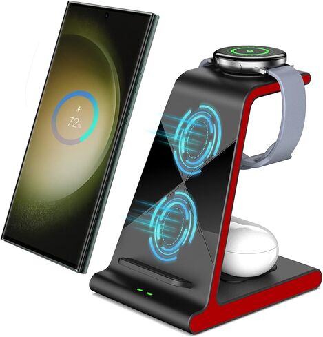 شاحن لاسلكي سامسونج، محطة شحن لاسلكية 3 في 1 لهاتف سامسونج جالاكسي S23 S22 Ultra/S22/Z Fold 4/Andriod، شاحن ساعة لساعة سامسونج جالاكسي 5 5 Pro 4 Active 2/Galaxy Buds 2Pro/Live in Kuwait