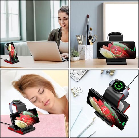شاحن لاسلكي سامسونج، محطة شحن لاسلكية 3 في 1 لهاتف سامسونج جالاكسي S23 S22 Ultra/S22/Z Fold 4/Andriod، شاحن ساعة لساعة سامسونج جالاكسي 5 5 Pro 4 Active 2/Galaxy Buds 2Pro/Live in Kuwait