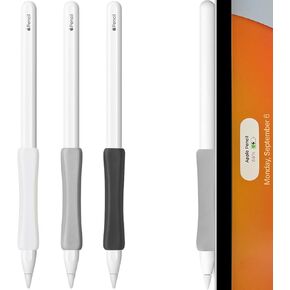 حافظة مكونة من 3 مقابض لقلم Apple الجيل الثاني/الجيل الأول، تدعم الشحن المغناطيسي لجهاز iPad، نقرة مزدوجة حساسة، مقابض قلم SIXFU العادية غطاء ناعم مضاد للدوران لقلم iPencil (أسود، رمادي، أبيض) in Kuwait