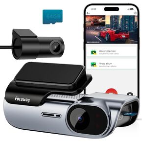 Dash Cam Front and Rear, 4K / 1080P HD Dual Dash Camera for Cars with Free 64GB TF Card, 5GHz WiFi, Super Night Vision, Supercapacitor, 160° Wide Angle, 24H Parking Mode, App Control, Type C Port in Kuwait